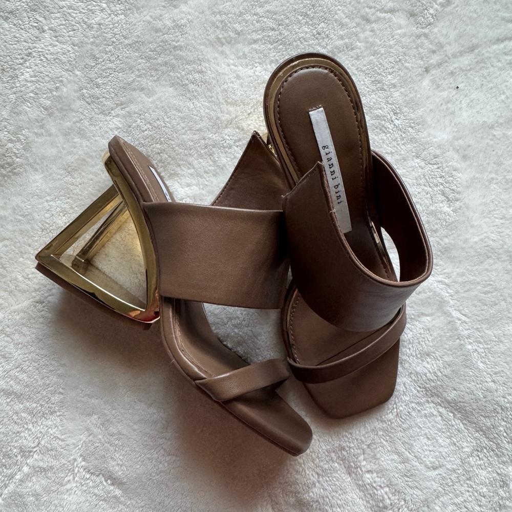 New Gianni bini Sandal the Paityn Leather Architectural Detail Wedge